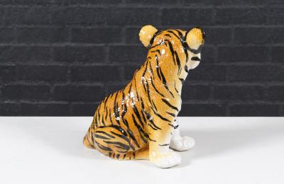 Mid Century Italian Glazed Ceramic Tiger Sculpture