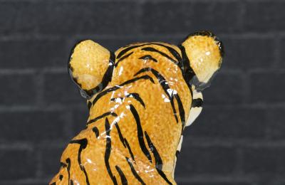 Mid Century Italian Glazed Ceramic Tiger Sculpture
