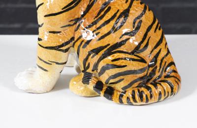 Mid Century Italian Glazed Ceramic Tiger Sculpture