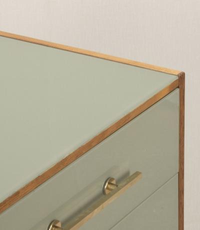 Mid Century Italian Green Glass and Wood Sideboard