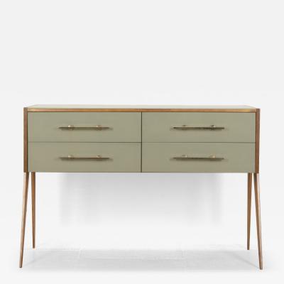 Mid Century Italian Green Glass and Wood Sideboard
