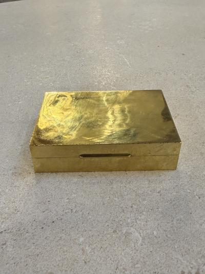 Mid Century Italian Hammered Brass Box with Sliding Lid