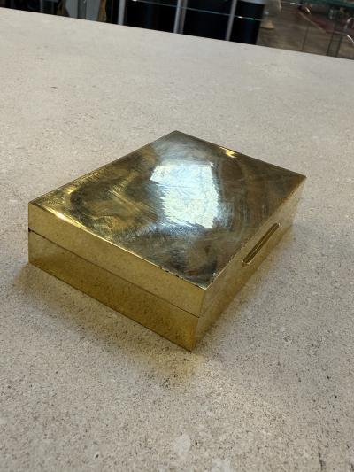 Mid Century Italian Hammered Brass Box with Sliding Lid