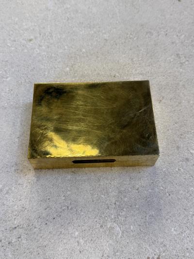 Mid Century Italian Hammered Brass Box with Sliding Lid
