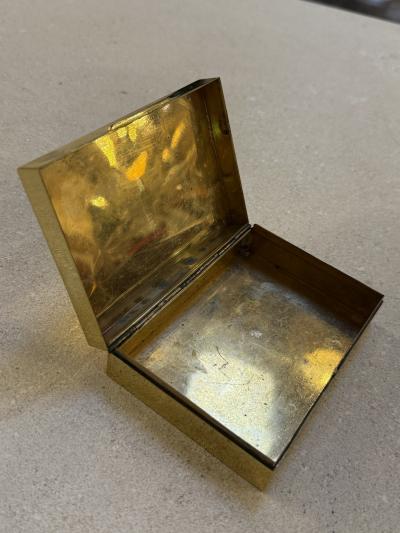 Mid Century Italian Hammered Brass Box with Sliding Lid