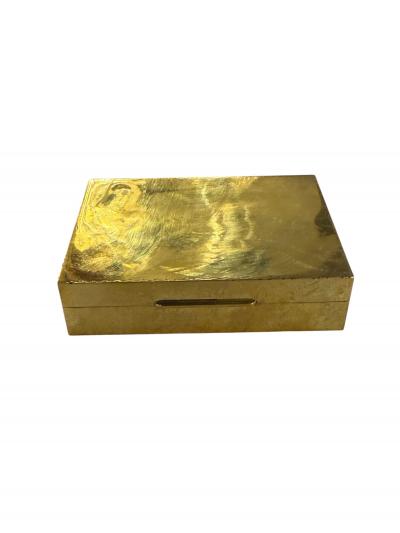 Mid Century Italian Hammered Brass Box with Sliding Lid