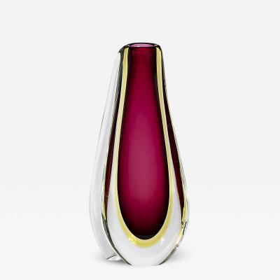 Mid Century Italian Handmade Sommerso Murano Glass Vase