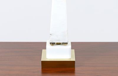 Mid Century Italian Marble Brass Pyramid Style Table Lamps