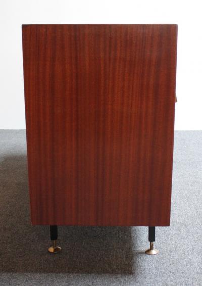 Mid Century Italian Modern Mahogany Credenza with Blue Laminate Surface
