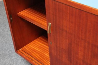 Mid Century Italian Modern Mahogany Credenza with Blue Laminate Surface