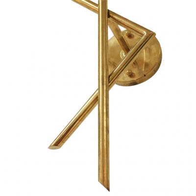 Mid Century Italian Modern Style Brass and Glass Sconces Set of 2