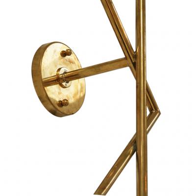 Mid Century Italian Modern Style Brass and Glass Sconces Set of 2