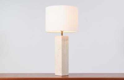 Mid Century Italian Modern Travertine Stone Table Lamp