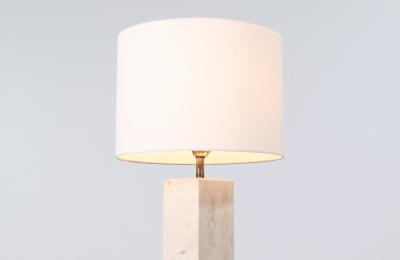 Mid Century Italian Modern Travertine Stone Table Lamp