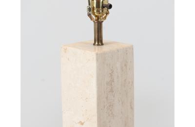 Mid Century Italian Modern Travertine Stone Table Lamp
