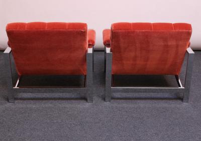 Mid Century Italian Modern Tufted Mohair and Chrome Lounge Chairs