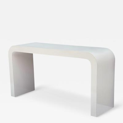 Mid Century Italian Modern Waterfall Laminate Console Table or Desk in Beige
