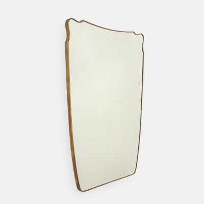 Mid Century Italian Modernist Large Shaped Brass Beveled Wall Mirror