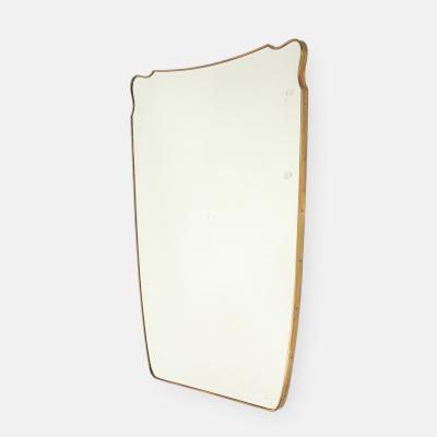 Mid Century Italian Modernist Large Shaped Brass Beveled Wall Mirror