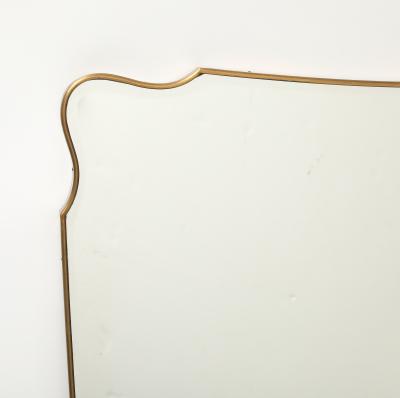 Mid Century Italian Modernist Large Shaped Brass Beveled Wall Mirror