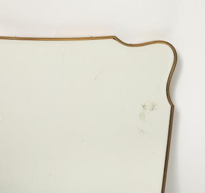 Mid Century Italian Modernist Large Shaped Brass Beveled Wall Mirror