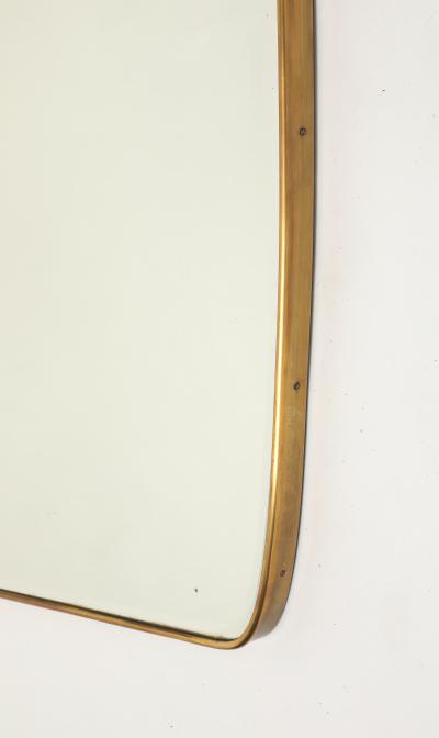 Mid Century Italian Modernist Large Shaped Brass Beveled Wall Mirror