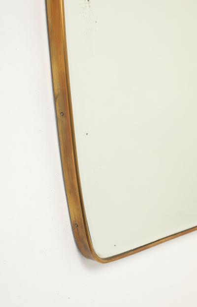 Mid Century Italian Modernist Large Shaped Brass Beveled Wall Mirror