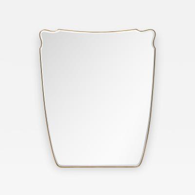 Mid Century Italian Modernist Large Shaped Brass Beveled Wall Mirror