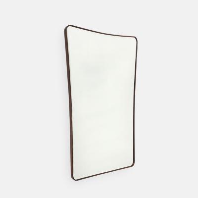Mid Century Italian Modernist Large Shaped Wood Beveled Wall Mirror 