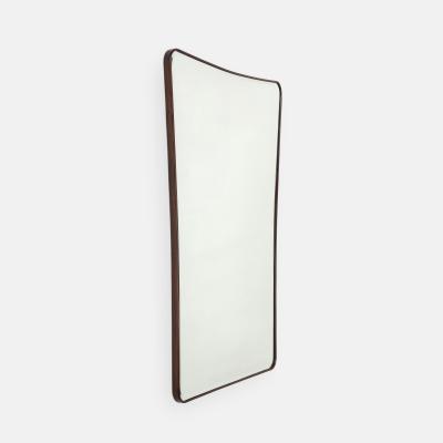 Mid Century Italian Modernist Large Shaped Wood Beveled Wall Mirror 