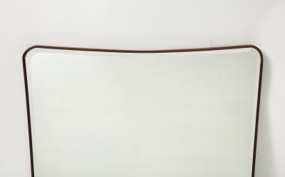 Mid Century Italian Modernist Large Shaped Wood Beveled Wall Mirror 