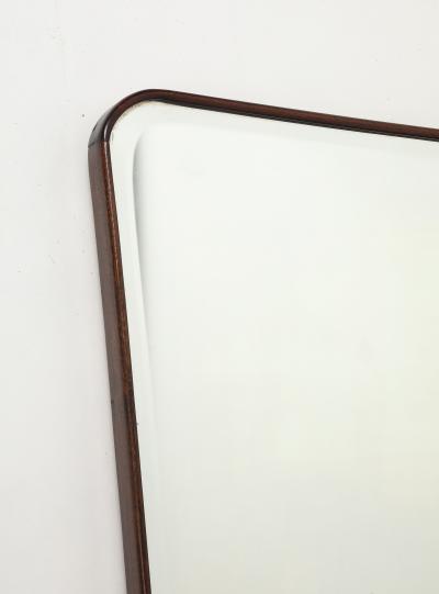 Mid Century Italian Modernist Large Shaped Wood Beveled Wall Mirror 