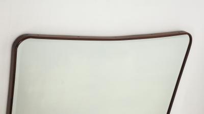 Mid Century Italian Modernist Large Shaped Wood Beveled Wall Mirror 