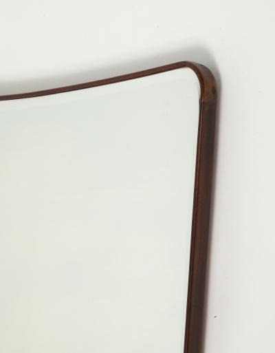Mid Century Italian Modernist Large Shaped Wood Beveled Wall Mirror 