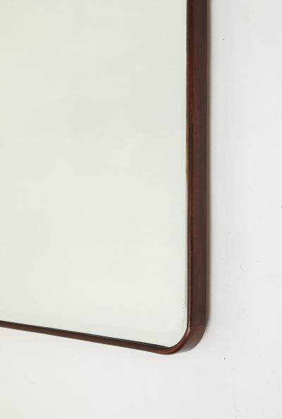 Mid Century Italian Modernist Large Shaped Wood Beveled Wall Mirror 