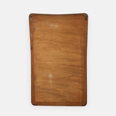 Mid Century Italian Modernist Large Shaped Wood Beveled Wall Mirror 
