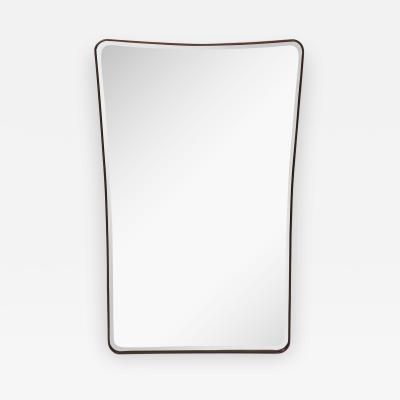 Mid Century Italian Modernist Large Shaped Wood Beveled Wall Mirror 