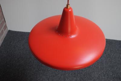 Mid Century Italian Modernist Wall Swag Lamp in Brass and Red Lacquered Metal