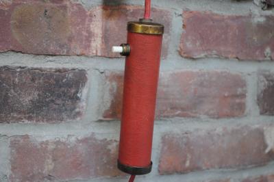 Mid Century Italian Modernist Wall Swag Lamp in Brass and Red Lacquered Metal