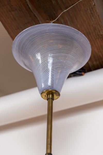 Mid Century Italian Murano Blown Blue Swirl Pendant