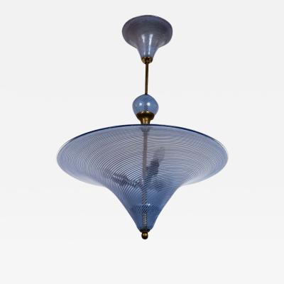 Mid Century Italian Murano Blown Blue Swirl Pendant