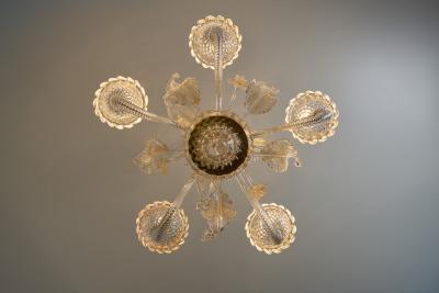 Mid Century Italian Murano Glass Chandelier with Flowers and Leaves 1950s