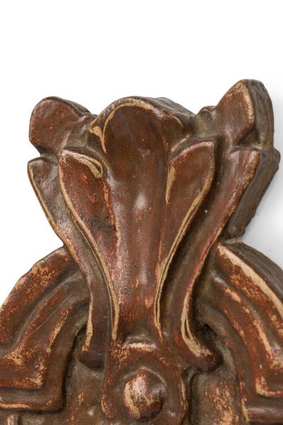 Mid Century Italian Painted and Carved Wood Scroll Wall Applique
