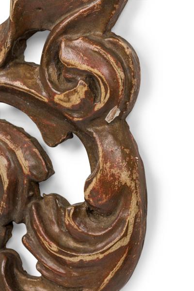 Mid Century Italian Painted and Carved Wood Scroll Wall Applique