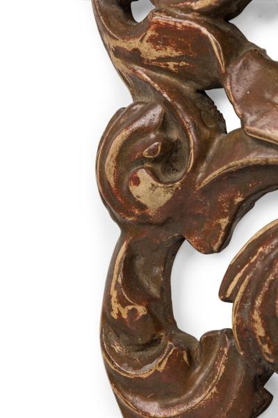 Mid Century Italian Painted and Carved Wood Scroll Wall Applique