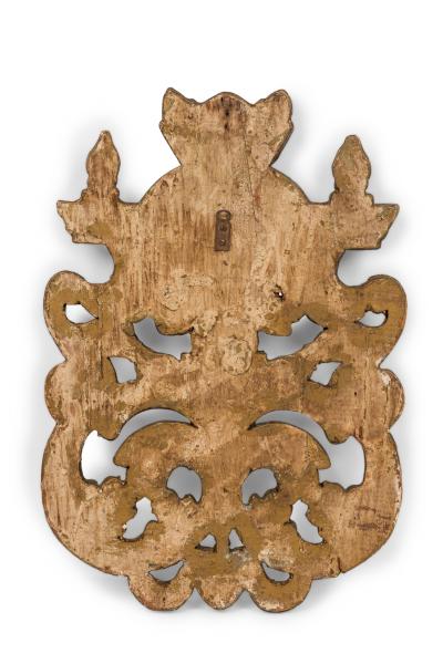 Mid Century Italian Painted and Carved Wood Scroll Wall Applique
