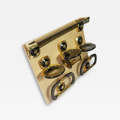 Mid Century Italian Plexiglass Gilt Brass Bathroom Fixtures Set 1970s