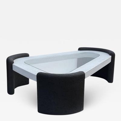 Mid Century Italian Post Modern Black & White Kidney Shape Cocktail Table