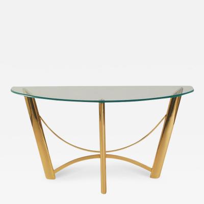Mid Century Italian Post Modern Brass Glass Console Table or Sofa Table