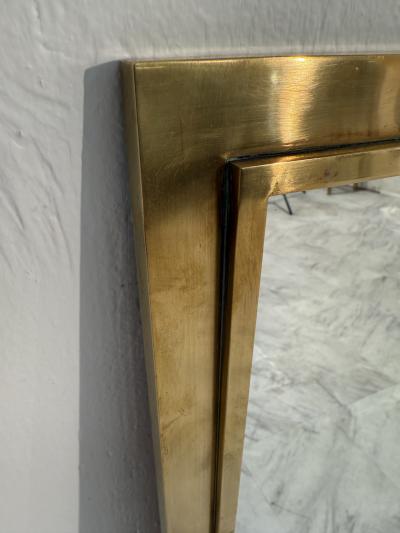 Mid Century Italian Rectangular Mirror with Brass Frame